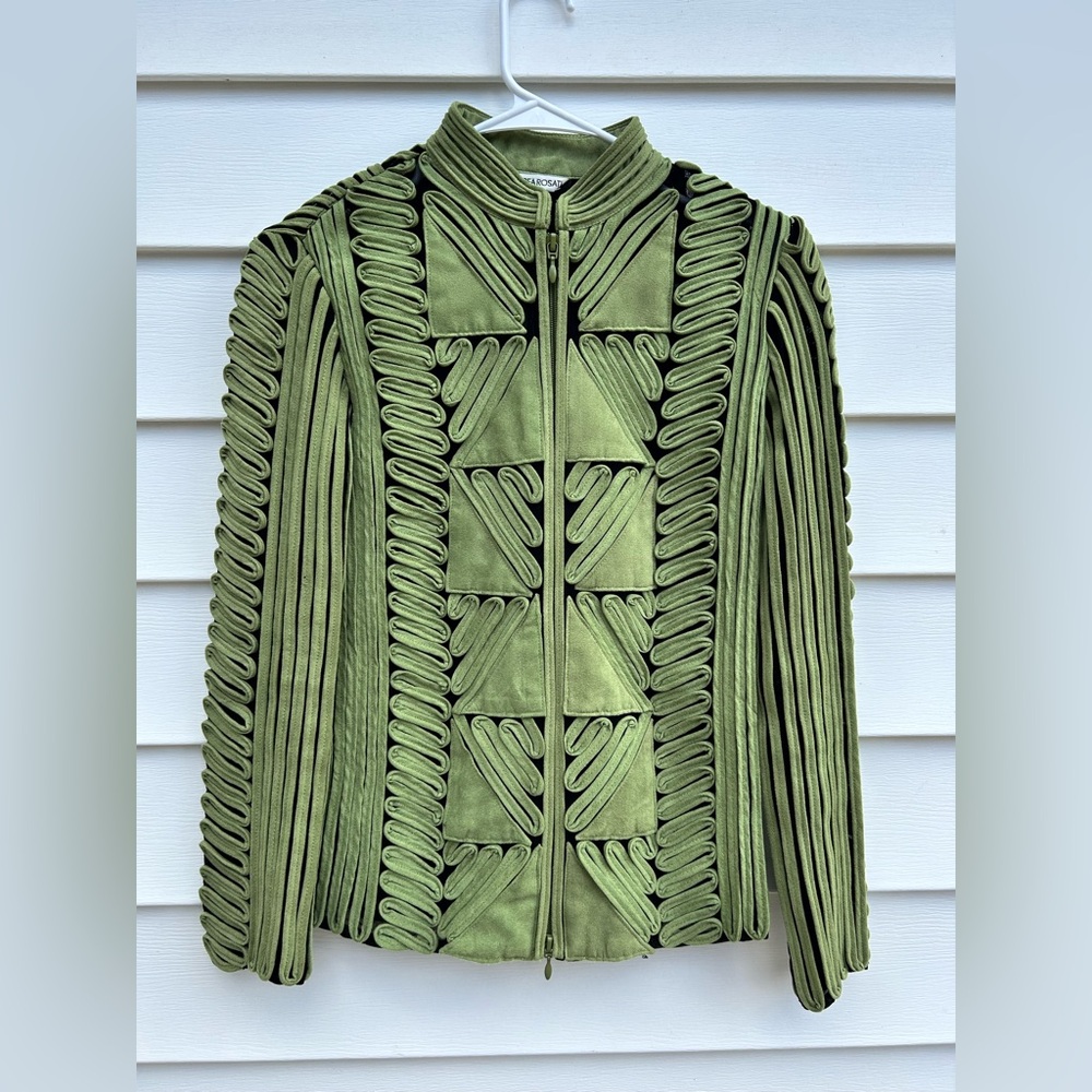 ANDREA ROSATI Green Blazer with Geometric Details - Picture 5 of 11